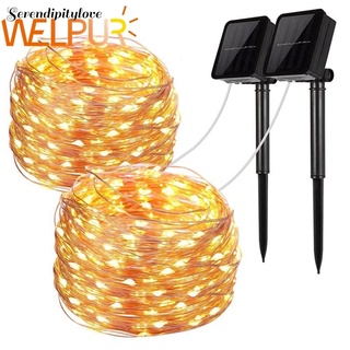 [24Hs Delivery] 10M/22M 100/200 Leds Solar LED Copper String Wire Strip Lighting Fairy Light Christmas Party Garden Outdoor Lighting