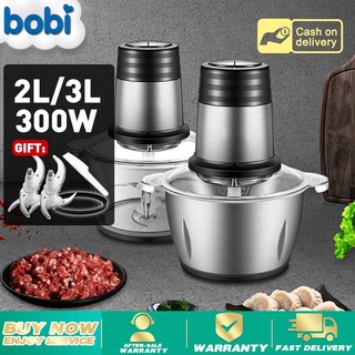 BOBI 300W 2L/3L Food Processor 304 Stainless Steel Electric Meat Grinder