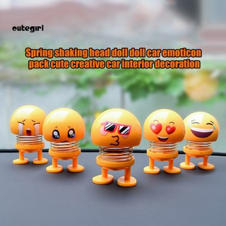 CUTE_Mini Cute Funny Emoji Spring Shaking Head Doll Toy Auto Car Interior Ornament