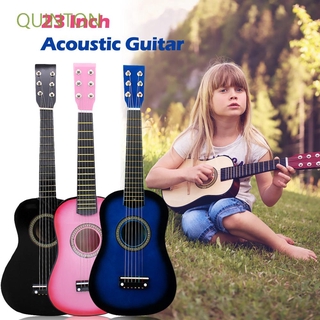QUINTON PIckup Acoustic Portable Beginners Guitar Multi colors Small Mini Practice 6 String 23 Inch For Children Kids/Multicolor