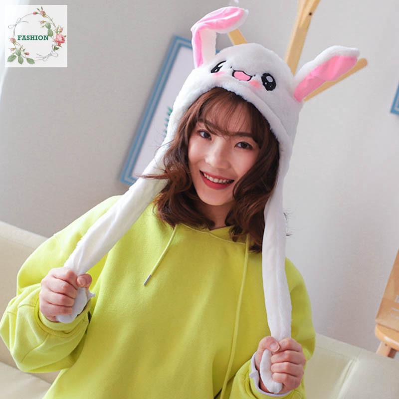 FM❤ Cute Bunny Plush Hat Funny Playtoy Ear Up Down Rabbit Rabbit Hat Shake Move Bunny Ears Animal Cosplay Bunny Hat (1)