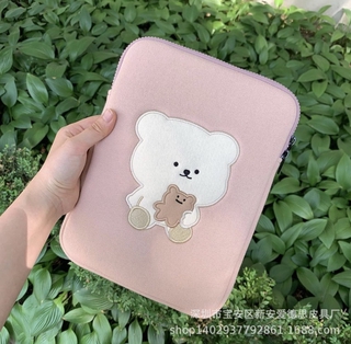 ins designer niche casual embroidery bear ipad tablet bag female bag (2)