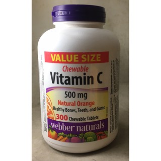 Webber Naturals Chewable Vitamin C 500mg, 300 Chewable Tablets (2 Flavors)