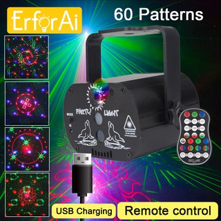 Mini RGB Disco Light USB Rechargeable Voice Control Red Blue Green Lamp DJ LED Laser Stage Projector
