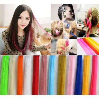 Multicolor Long Straight or curly Synthetic Clip Hair Extension Piece HAir wig Hair Accessories