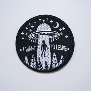 Embroidery Flying Saucer UFO Iron On Patch Badge Applique
