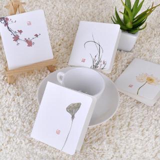 Creative classic Chinese style white greeting card, simple message card (4)