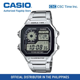 Casio (AE-1200WHD-1AVDF) Silver Stainless Strap 100 Meter Digital Watch for Men and Women