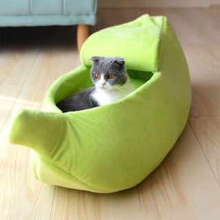 Cat bed banana skin house cute cat cushion soft plush padding kitten (8)