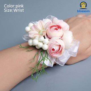 Bride Corsage Artificial Wedding Flower Lace Leaves Decoration Bridesmaid Wrist Flower (9)