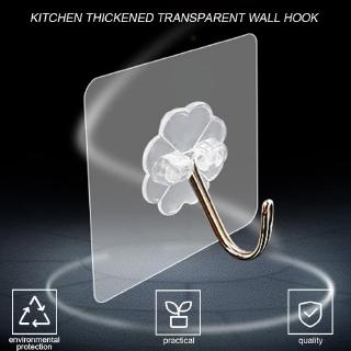 【COD&NINE】♬Multi-Purpose Towel Rack Transparent Pasted Hooks Bathroom Kitchen Hanger