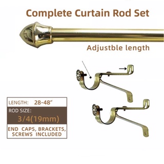 ♦Kawayi Hot Sale Curtain Rod Set 3/4x48inch (GOLD/SILVER)