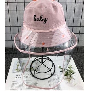 ℡✾Anti-fog children's hat with mask removable baby fisherman hat cute hat epidemic protection sun ha