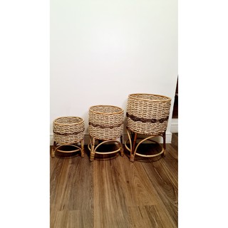RATTAN BURI PLANTERS WITH STAND (LARGE SIZE ONLY)