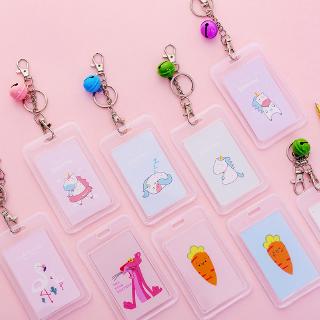 Hot Cute Cartoon Animal Bell Card Holder Waterproof Transparent Bus Card Cover Student ID Card Cover