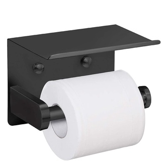 Toilet Paper Holder with Shelf Wall Mounted Mobile Phone Paper Towel Holder Decorative Bathroom Roll
