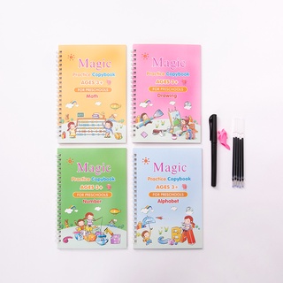 Kids Reusable Learning Copybook Reading and Writing Book Education Stationery Books 4 Book + Pen Set (2)