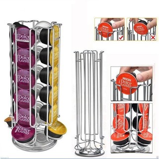Revolving Rotating 24 Capsule Coffee Pod Holder Tower Stand