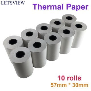 Letsview 10 Roll High Quality 57x30mm Thermal Paper for Printers