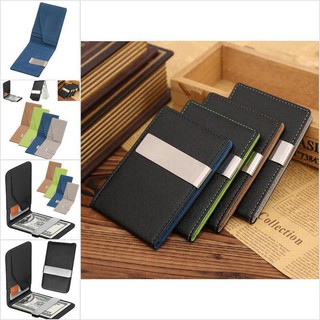 【fors•GTH】Mens Genuine Leather Silver Money Clip Slim Wallets