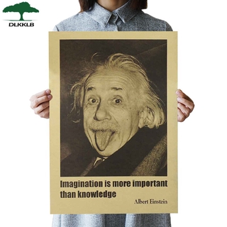 Wall Sticker Einstein Imagination Is More Important Than Knowledge Retro Posters Kraft Paper Movie Poster Decor Painting
