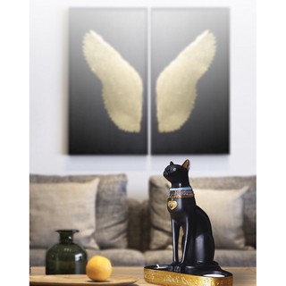 VIĆI Egyptian Black Cat Ancient Candle Holder Gold Home Decoration (5)