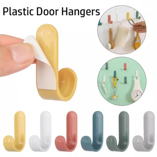 4pcs 6pcs Set Hook Self Adhesive Plastic Single Hooks Wall Door Towel Hanger Hook Rack Key Holder (2)