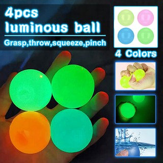 4 Pcs 6CM Luminescent Stress Relief Balls Sticky Ball Stick To The Wall And Slowly Fall Off Stick Wall Ball
