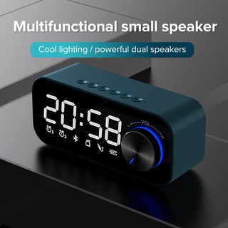 Portable bluetooth speaker wireless subwoofer music player LED alarm clock desktop clock speaker