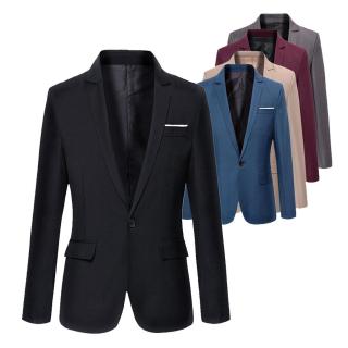 Slim Fit Formal Business Suit Men Casual Blazer One Button Single Breasted Tops Suit Tuxedo Jacket (1)