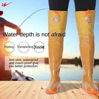 Spot goodsnet celebrity models for men and women Knee super-high tube water trousers rain boots rain
