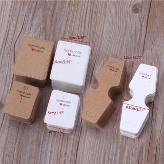 J❥ 100Pcs Handmade Kraft Paper Blank Tags Earrings Necklace Display Cards Package (5)