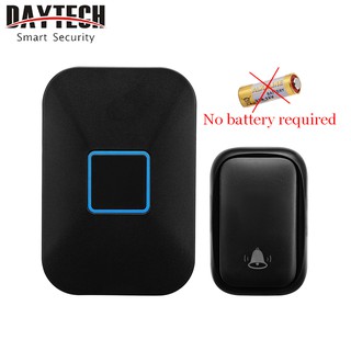 Daytech Wireless Doorbell Self-Powered Don't Need Battery IP44 Waterproof Black Door Bell UK Plug 15