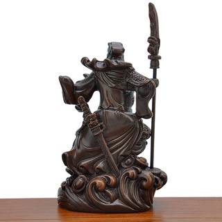 Imitation wood statue of Guan Gong，Resin technology，Modern art sculpture，God of War Guan Yu，Home dec (2)