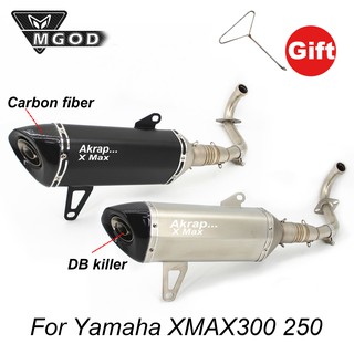 For YAMAHA YZF XMAX300 Xmax250 51mm Motorcycle Exhaust AK DB killer Escape Moto Silencer System Slip on Full Front Middle Link Pipe