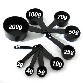 【ALL】10Pcs Black Color Measuring Cups And Measuring Spoon / Kitchen Measuring Tool