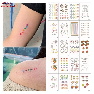HW 30PCS Colorful Tattoo Sticker Waterproof Temporary Rainbow Design Fake Tattoo Sticker