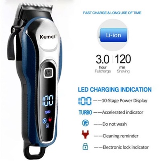 Hair Accessories✻Kemei Wahl Hair Clipper Original Cordless Rechargeable Razor LCD Monitor With Limit