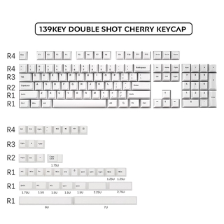 PBT Keycap 139 Keys Double Shot Cherry Profile Minimalist White Black Keycaps For CHERRY Mechanical Gaming Keyboard (1)