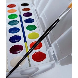 Prang Watercolor Oval 16 colors with FREE Flat Brush
