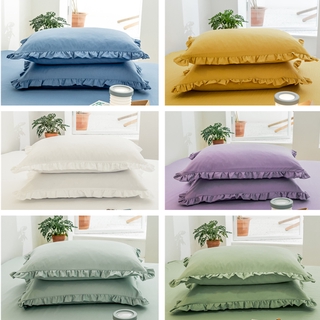 Soft Close to Skin Simple Modern Pillowcases Ruffle 48x74cm Pillow Cover Solid Color Polyester Pillowcases