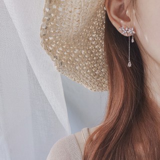 XiaboACC 925 Silver Needle Korean Fashion Micro Inlay Zircon Tassel Earrings (6)