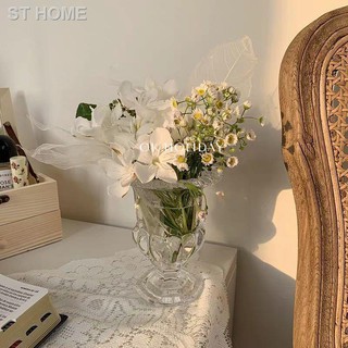 S&T Vase French vintage embossed glass flower arrangement ornaments