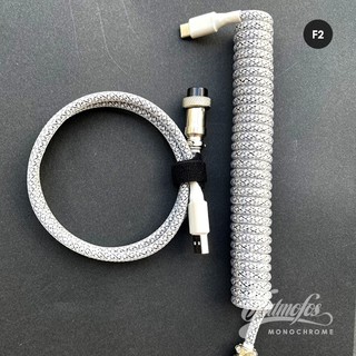 ∋◆☞Monochrome Mechanical Keyboard Custom Coiled Cable Wire GX16 Aviator USB Type C Charger (7)