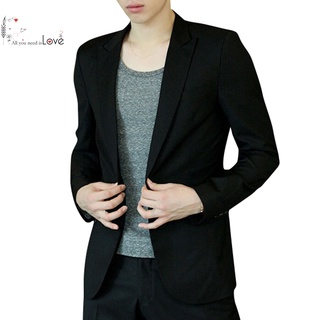 Men Blazer Coat Slim Suit Korean Style Black Casual Business Daily Jackets