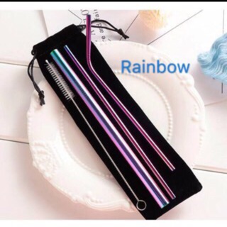 COD stainless straw colorful 4pcs(no to fade)