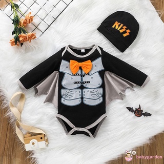BABYGARDEN-Baby Boy’s Casual Long Sleeve Romper Funny Halloween Printed Triangle Jumpsuits with Cap
