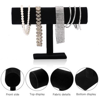Black Velvet Bracelet Chain Watch T-Bar Rack Jewelry Hard Display Stand Holder (9)