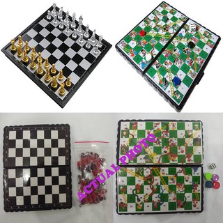 MINI BOARD GAMES CHESS DAMA and SNAKE & LADDER FOR KIDS