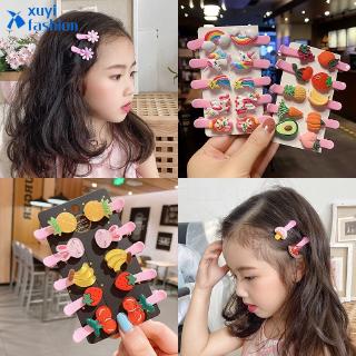 Korean Cartoon Unicorn Baby Kids Hair Clip Set Fashion Flower Fruit Hairpin Set Girls Headdress Hair Accessories